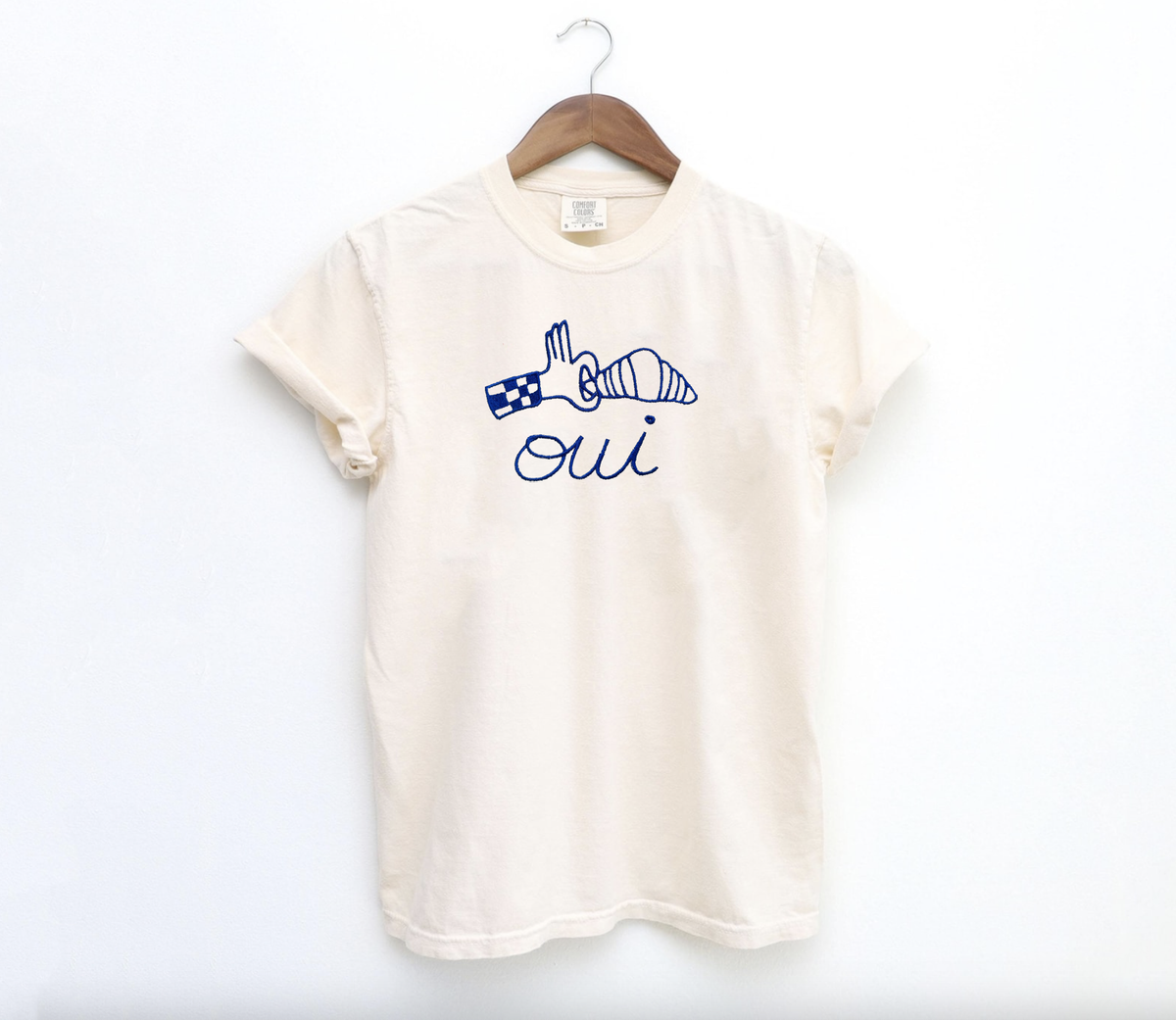 Embroidered Oui Croissant Shirt 