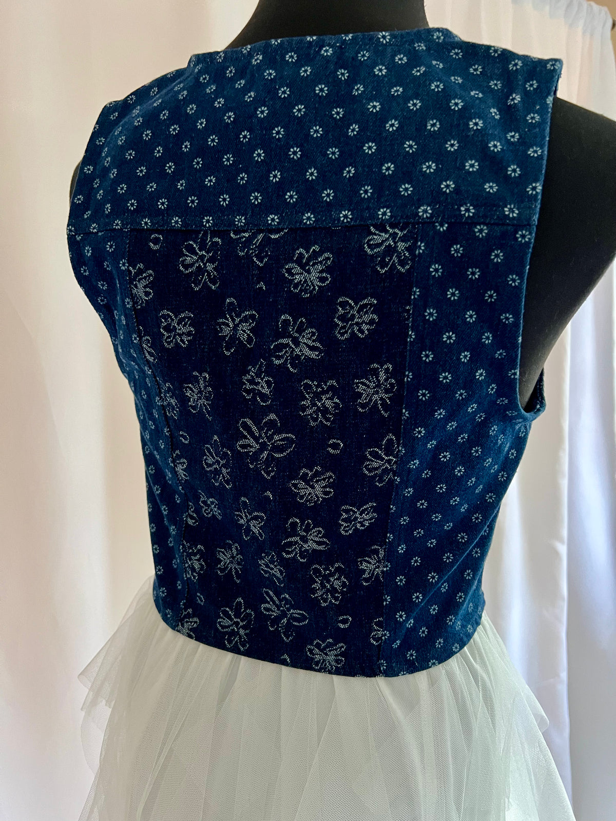 Denim Floral Vest